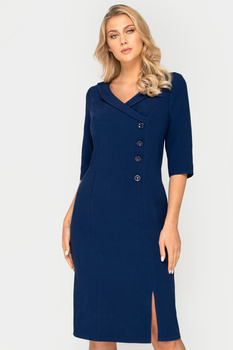 Marineblaues Kleid mit V-Ausschnitt – Isabelle
