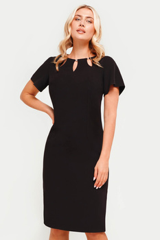 Schwarzes Kleid mit verziertem Ausschnitt – Victoria