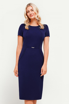 Marineblaues Kleid mit Gürtel – Sonia