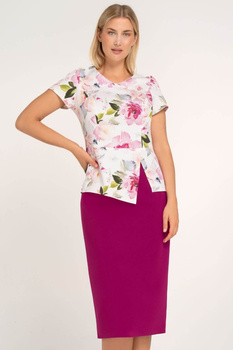 Bischofsfärbiges Set mit Blumenbluse und Rock – Kaia