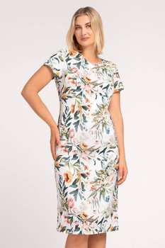 Ecrufarbenes Kleid mit pflanzlichem Muster – Pola