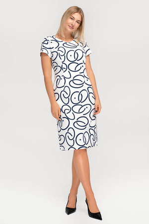 Ecru Kleid mit geometrischem Muster – Pola