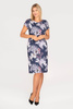 Marineblaues Kleid mit weißem Blumenmuster – Pola