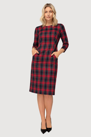 Grünes Kleid mit Karomuster und Taschen – Amelia