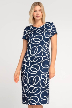 Marineblaues Kleid mit geometrischem Muster – Pola