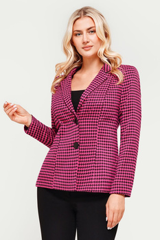 Blazer im Amarant-Hahnentrittmuster mit klassischem Kragen – Clara