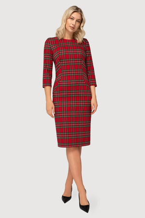 Grünes Kleid mit Karomuster und Taschen – Amelia