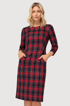 Grünes Kleid mit Karomuster und Taschen – Amelia