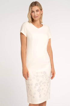 Vanillefarbenes Kleid mit zartem Blumenmuster – Pola