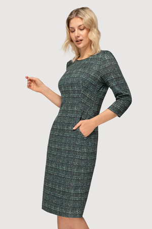 Grünes Kleid mit Karomuster und Taschen – Amelia