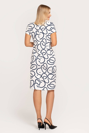 Ecru Kleid mit geometrischem Muster – Pola
