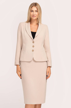 Damenkostüm Beige mit Schal-Kragen