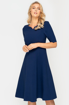 Marineblaues Kleid mit ausgestelltem Rock – Nina