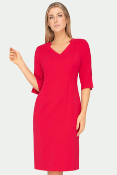 Malinrotes Kleid mit V-Ausschnitt – Gabrielle