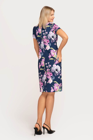 Marineblaues Kleid mit Blumenmuster – Pola