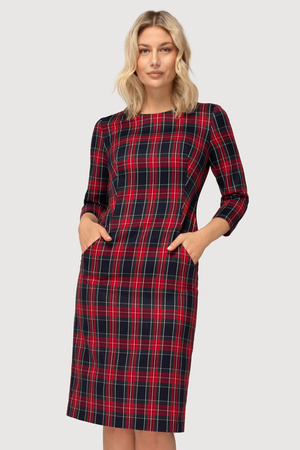 Grünes Kleid mit Karomuster und Taschen – Amelia