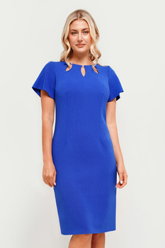 Kobaltblaues Kleid mit verziertem Ausschnitt – Victoria