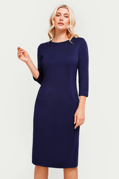 Marineblaues Kleid mit Taschen – Amelia