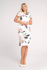 Ecrufarbenes Kleid mit beigefarbenen Blumen – Pola