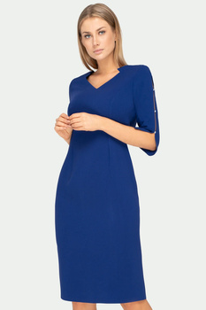 Marineblaues Kleid mit V-Ausschnitt – Gabrielle