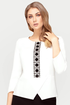 Bluse in Ecru mit Schößchen und Stickerei - Briggite