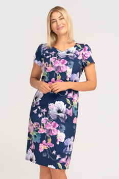 Marineblaues Kleid mit Blumenmuster – Pola