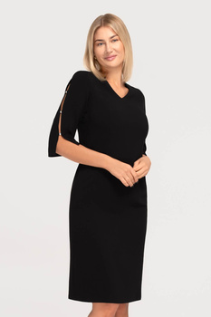 Schwarzes Kleid mit verzierten Ärmeln – Gabrielle