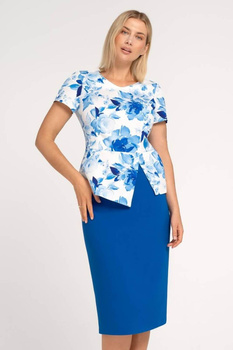 Kornblumenblaues Set mit Blumenbluse und Rock – Kaia