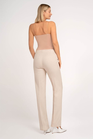 Leinen Damenhose in Beige mit Taschen
