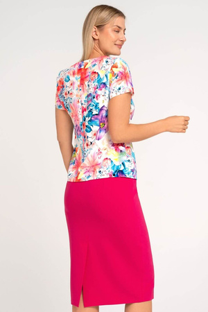 Bluse in Ecru mit buntem Blumenmuster und Schößchen – Kaia
