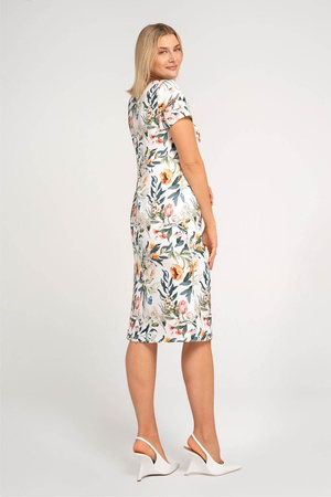 Ecrufarbenes Kleid mit pflanzlichem Muster – Pola
