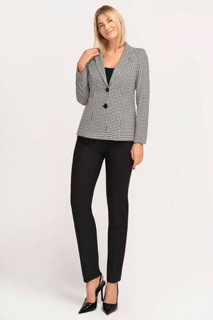 Blazer in Schwarz-Weiß mit Hahnentritt-Muster und klassischem Kragen – Clara