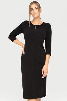 Schwarzes Midikleid mit dekoriertem Ausschnitt – Eva