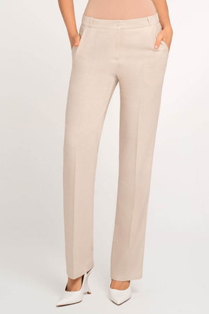 Leinen Damenhose in Beige mit Taschen
