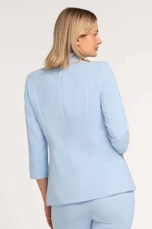 Hellblauer Damenblazer mit Stehkragen und 3/4-Ärmeln – Elise