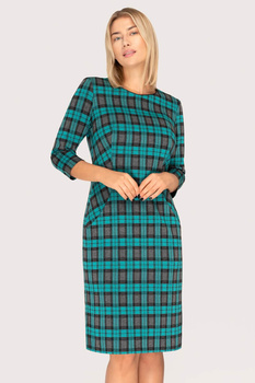 Grünes Kleid mit Karomuster und Taschen – Amelia