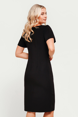 Schwarzes Kleid mit verziertem Ausschnitt – Victoria